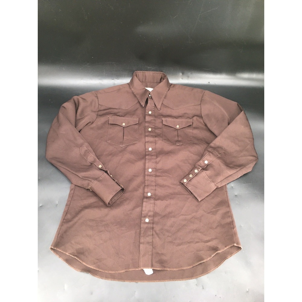 Vtg‎ Niver Shirt Men 16.5-34 Brown Texas Mesquite Exclusive Western Pearl Snap